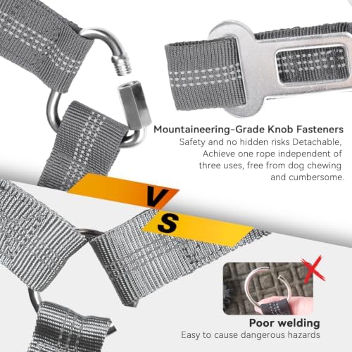 Dog Seat Belt, Durability Retractable Dog Car Harness Adjustable Dog Seat Belt for Vehicle Nylon Pet Safety Seat Belts Heavy Duty & Elastic, Black&Grey - Image 6