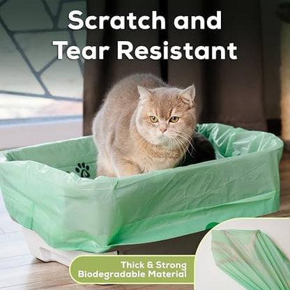 Cat Litter Box Liners 100% Compostable - Drawstring Close - 6 Count - Jumbo Size 36" x 19" - Tear & Leak Resistant - OK Compost Home Certified - Image 5