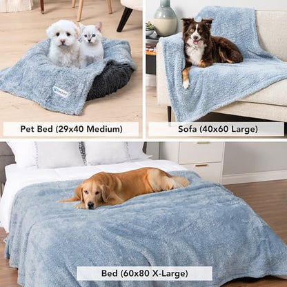 PetAmi Soft Plush Sherpa Dog Blanket for Pet Cat, Medium 29x40, Dusty Blue - Image 5