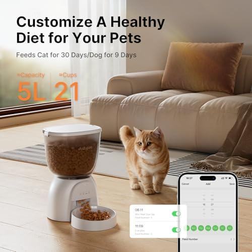 Automatic Cat Feeder with WiFi, Timed Cat Dry Food Dispenser for Cats Dog - Image 3