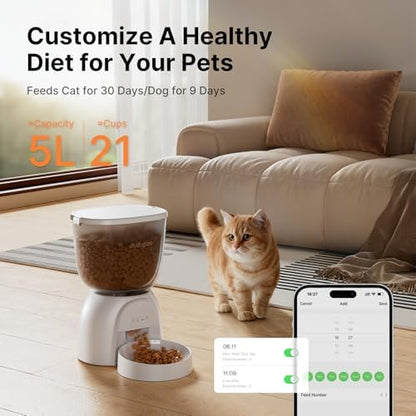 Automatic Cat Feeder with WiFi, Timed Cat Dry Food Dispenser for Cats Dog - Image 3