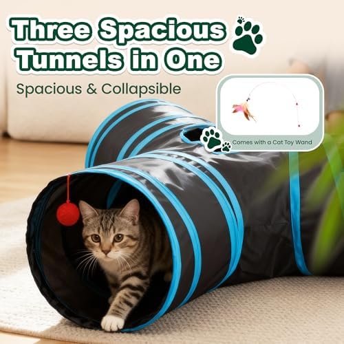 Love's cabin Cat Tunnel for Indoor Cats, 3-Way Collapsible Play Tunnel - Image 6