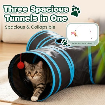 Love's cabin Cat Tunnel for Indoor Cats, 3-Way Collapsible Play Tunnel - Image 6