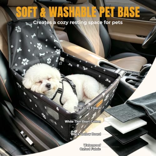 Pet Dog Booster Seat, Upgrading the Framed wall to Prevent Collapse，Breathable and Foldable Pet Car Basket，Removable andWashable pet car seat - Image 4