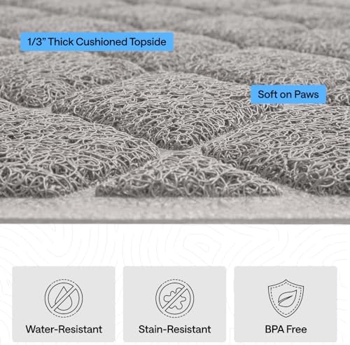 GORILLA GRIP Cat Litter Box Mat, Coiled Mesh Trapping Mats 47x35 Light Gray - Image 5