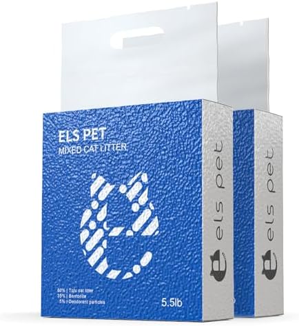 ELS PET Clumping Cat Litters 2 Packs, Strong 3 in 1 Mixed Cat Litter, Unscented Ultra Absorbent and Fast Drying Cat Litter, Flushable Odor Eliminating by ELSPET