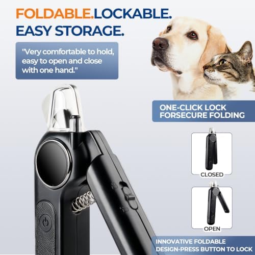 2-in-1 Dog Nail Clippers Grinder, HRC-48 Deep-U Blade for Thick Nails, LED - Image 5