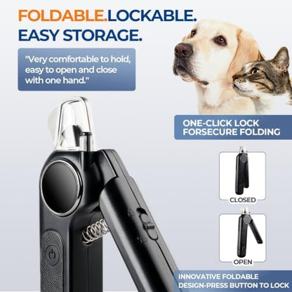 2-in-1 Dog Nail Clippers Grinder, HRC-48 Deep-U Blade for Thick Nails, LED - Image 5