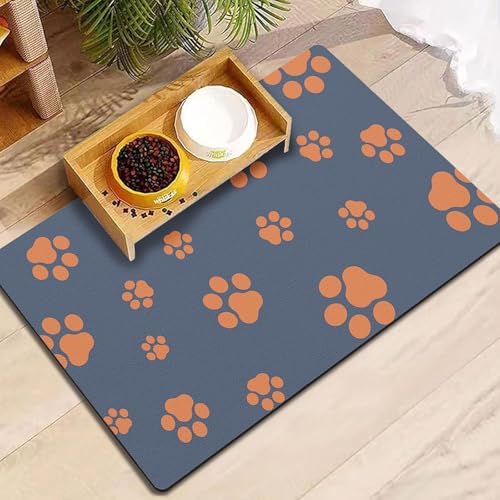 Pet Feeding Mat Dog Cat Food Mat Absorbent No Stains Quick Dry Rubber Bottom Anti-Slip Water Bowl Mats Easy to Clean for Indoor Pet Placemats Water Dispenser Mat by PETFEEDINGMAT