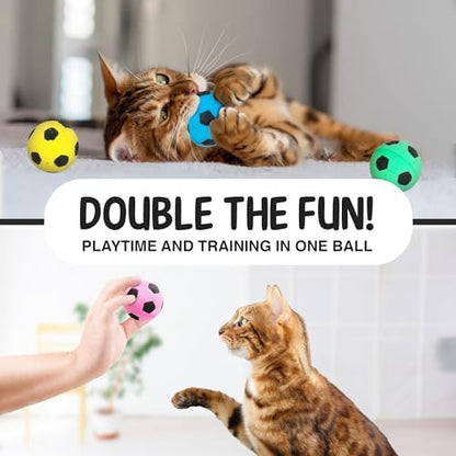 Vila Cat Soccer Balls, Feline Entertainment and Enrichment, Physical, and Mental Workout, Kitty’s Silent Companion, Foam Sponge, Pink, Yellow, Green, Blue, 1.5” -2” (Diameter), 12 Pcs per Pack  - Image 4