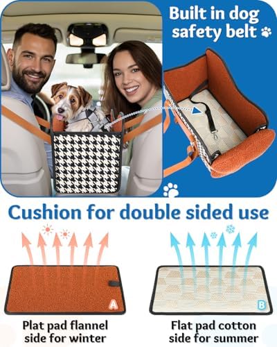 Center Console Dog Car Seat, Pet Car Seat, Armrest Middle Console Booster Travel Carrier for Small Dogs and Cats(Brown) - Image 4