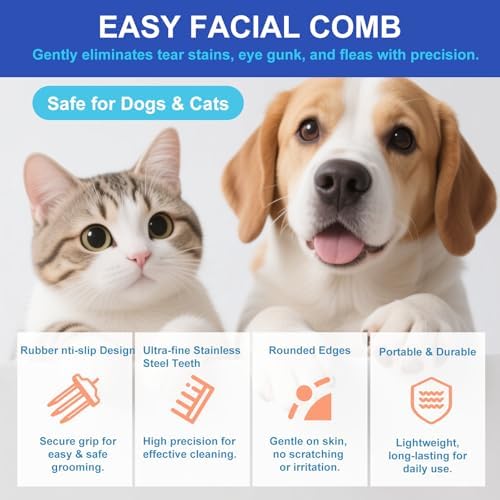 Stainless Steel Pet Grooming Comb Rounded Teeth Eye Care Tool for Dogs Cats - Image 2