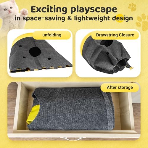 Homrich Interactive Cat Play Bag- Durable Rug for Hide and Seek, Collapsible Hole Mat, Tunnel Sleeping Bag for Indoor Cat- Fun Activity Pet Training Toy - Image 6