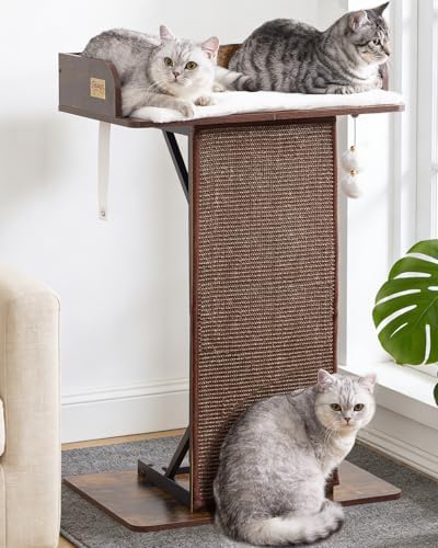 Modern Wood Cat Tree Tower for Indoor Large Adult Cats with Big Perch Bed by FeliskynCatTreeTower