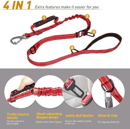 AUBELL Tactical Dog Leash Heavy Duty,4-6ft No Pull Bungee Leash,Red - Image 4