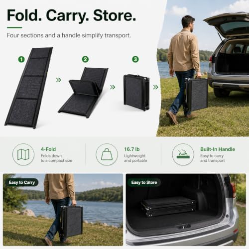 Dog Ramp for Car, 70.8-Inch Quad-Fold Aluminum Alloy Pet Ramp - Image 7