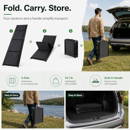 Dog Ramp for Car, 70.8-Inch Quad-Fold Aluminum Alloy Pet Ramp - Image 7