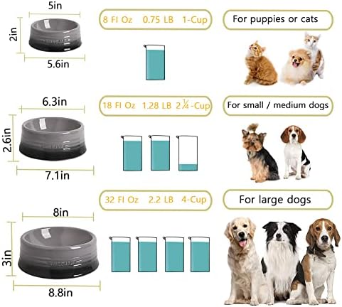 Sweejar Gradient Dog Bowl, Ceramic Dog Food Dish for Puppy and Kitten, Porcelain Pet Bowl for Food and Water 8 oz (Gradient Grey) - Image 6