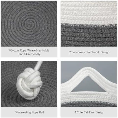 Cotton Rope Woven Cat Bed Basket, Cat Beds for Indoor Cats - Image 4