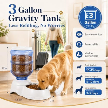 Automatic Dog Feeders - 3 Gallon Capacity Gravity Food Dispenser for Large Dogs and Cats - Image 2