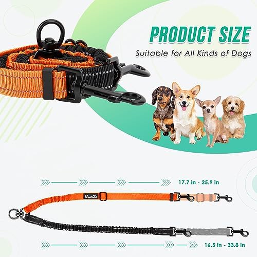 AUTOWT Two Dog Lead, 2 in 1 Upgraded Double Dog Leash Attachment Combine Adjustable Strap and Shock Absorbing Bungee No Tangle Dual Training Splitter for Different Size Dogs - Image 7