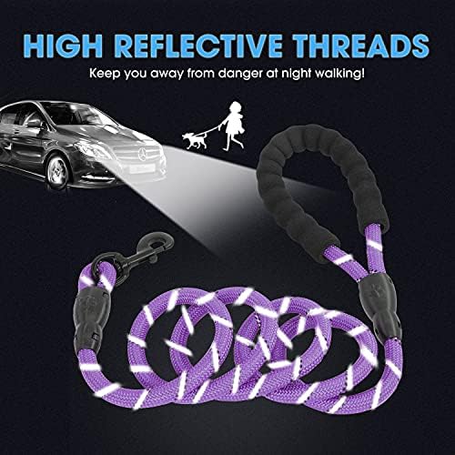 BAAPET 2/4/5/6 FT Dog Leash with Comfortable Padded Handle and Highly Reflective Threads for Small Medium and Large Dogs (5FT-1/2'', Purple) - Image 4