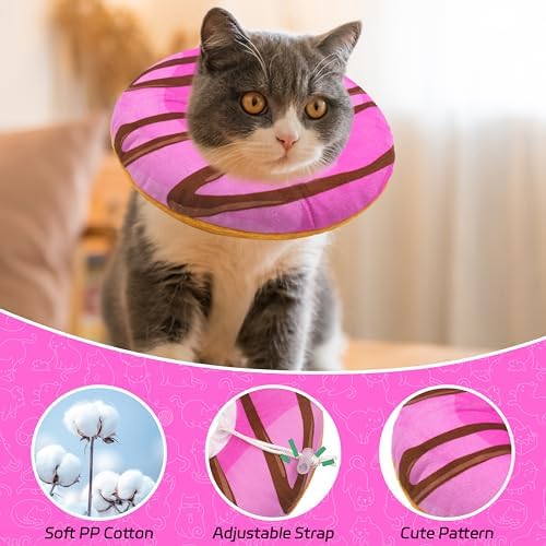 Seyezo Cat Cone Collar Soft, Adjustable Cat Recovery Cone, Pink, Large - Image 3