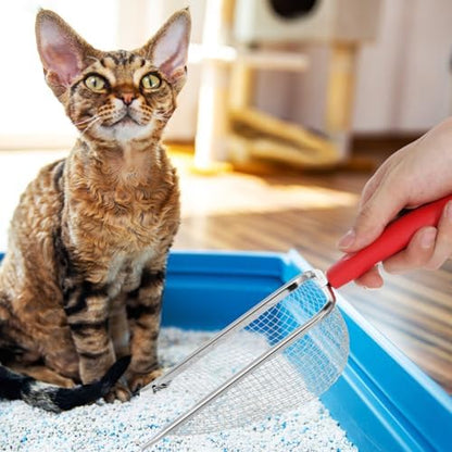 Milisten Cat Litter Scoop Metal Cat Litter Scoop with Fine Mesh Ergonomic Handle Non-Stick Surface Hanging Hole 11.02 X 3.93 X 1.96 in Pet for Box Cleaning - Image 6