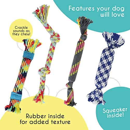 rocket & rex Puppy Tug Rope Toys for Small Dogs, Teething (4pk) - Image 3