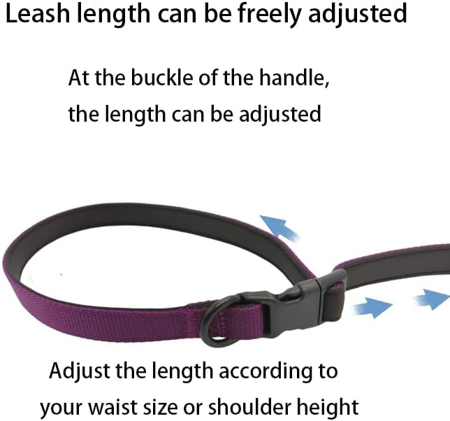 Multifunctional Dog Leash with Extra Handle -4 in 1 Hands-Free Adjustable Dog Leash for Jogging, Walking, Running - Fits Small and Medium-Sized Dogs (Purple, M)