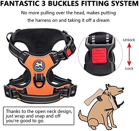 PoyPet No Pull Dog Harness Large with Front Clip & Neck Release Buckle - Image 2