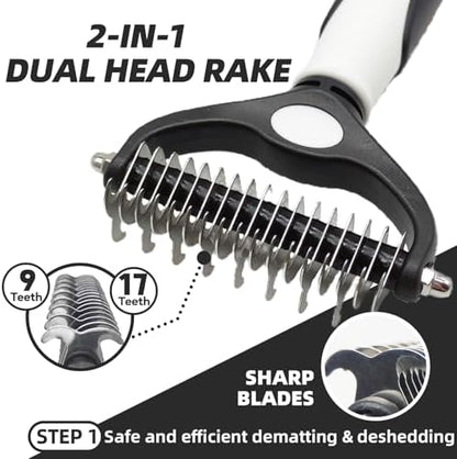 Dog Brush for Shedding, 7 PCS Dog Grooming Brush Kit, Undercoat Rake, Slicker Brush, Deshedding Comb, Bath Brush, Nail Clipper for Long & Short Haired Dogs & Cats, Black - Image 2