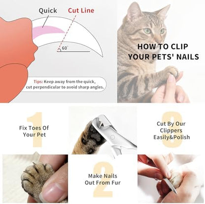 Dog Nail Clippers - All Steel Material, Dog Nnail Trimmers with Built-in Spring, Cat Nail Clipper for All Dogs Cats, Professional Pet Nail Clippers with Free Nail File - Image 3