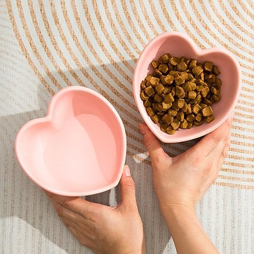 5 in Ceramic Raised Tilted Cat Food Bowls Pink 2 Pack - Image 7