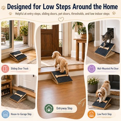 4-Height Adjustable Dog Ramp for Stairs - Foldable Wood Pet Ramp - Image 3