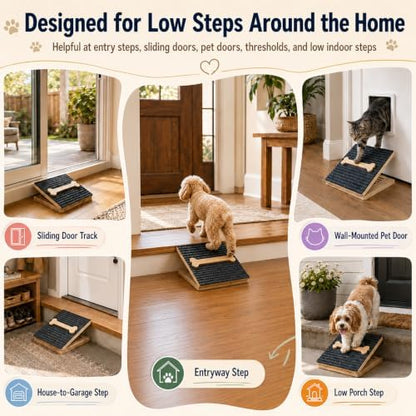 4-Height Adjustable Dog Ramp for Stairs - Foldable Wood Pet Ramp - Image 3
