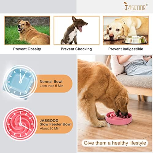 JASGOOD Slow Feeder Dogs Bowl for Large Medium Dogs,Anti-Gulping Pet Slower Food Feeding Bowls Stop Bloat,Preventing Choking Healthy Design Dogs Bowl - Image 2