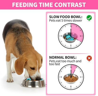 Slow Feeder Dog Bowls Insert, Bestalk Soft Silicone Slow Eating Feeder Insert with Suction Cups for Small, Medium and Large Dogs, Fit into Basic and Elevated Dog Bowls, Teal - Image 2