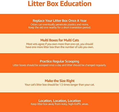 Amazon Basics Large Cat Litter Box with High Sides, Open Top for Easy Access, Includes Scoop with Storage, 19" x 15" x 11.75", Grey/Beige - Image 7