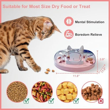 Interactive Cat Treat Puzzle Enrichment Toys, Light Pink - Image 5