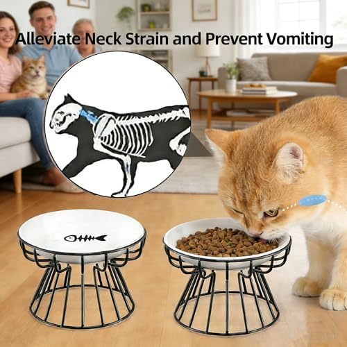Elevated Cat Bowls Stand, 2 Pieces, Black - Image 2