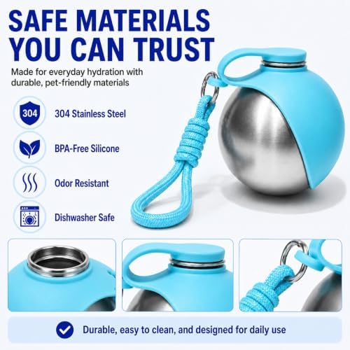 Portable Dog Water Bottle with Bowl, 10oz Leak-Proof Stainless Steel - Image 7