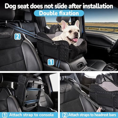 Center Console Dog Car Seat,Pet Puppy Middle Console Dog Car Seat for Small Dogs (Black, Large) - Image 5