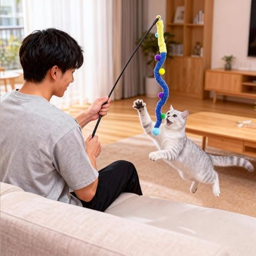Collapsible Window Perch for Indoor Cats, Large Cats & Kittens - Equipped with a Cat-Catching Stick, Solid Metal Frame, Soft Cover, Strong 4 Suction Cup Wall Mount - Image 2