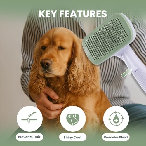 Self Cleaning Slicker Brush for Dogs & Cats, Deshedding Dog Brush - Image 5