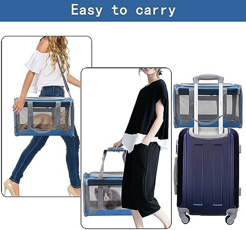 Large Cat Carriers Dog Soft Sided Carriers Cat Soft Sided Carriers Airline Approved Kitten Carrier Reptile Carrier Squirrel Carrier Guinea Pig Carrier(Large_Blue) - Image 5