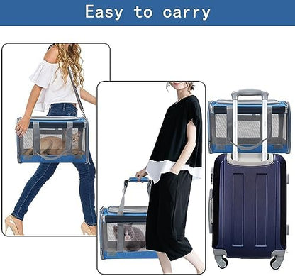 Large Cat Carriers Dog Soft Sided Carriers Cat Soft Sided Carriers Airline Approved Kitten Carrier Reptile Carrier Squirrel Carrier Guinea Pig Carrier(Large_Blue) - Image 5