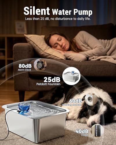 10 L Stainless Steel Dog Water Fountain for Large Dogs, 4 Filters - Image 5