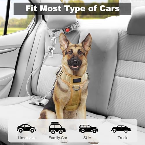 Dog Seat Belt for Car,Chew Proof Dog Car Seat Belt,2 in 1 Car Harness for Dogs Safety Seat Belt,Heavy Duty Pet Seat Belt for Medium & Large Dogs Chewer - Image 6