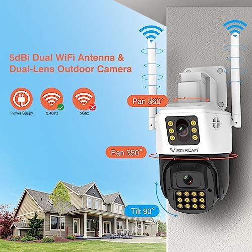 VSTARCAM Dual Lens Outside Cameras for Home Security, 4MP Home Security Camera, Plug-in Camera Auto Tracking, Two-Way Talk, IP66 Waterproof, 24/7 Record,SD/Cloud 04 - Image 5